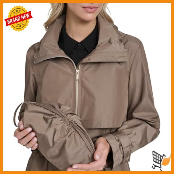 Waterproof Trench Coat with Stow Away Hood, Adjustable Fit - Picture 5 of 5